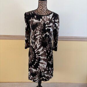 Tart Collection Women XS Brown Black Tie-Dye 3/4 Sleeve Sheath Dress T11450P1450